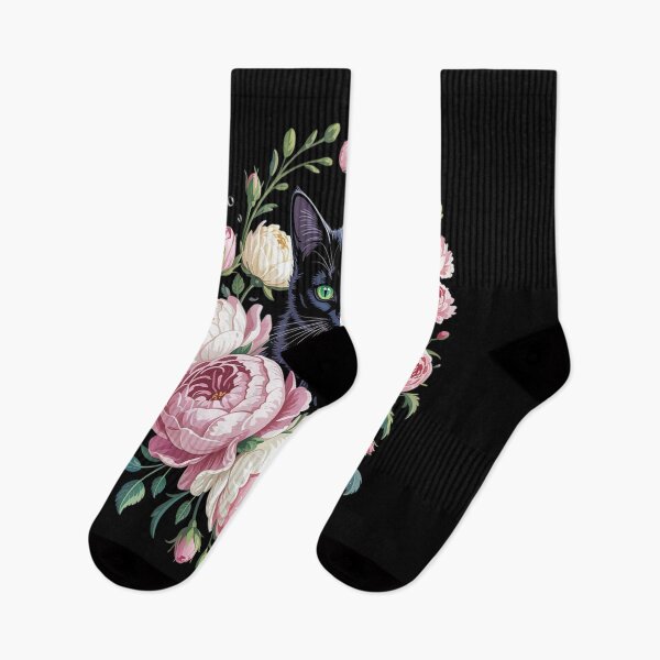 Item preview, Cute Floral Black Cat Flower Kitten Roses Art designed and sold by JonBarnes22.