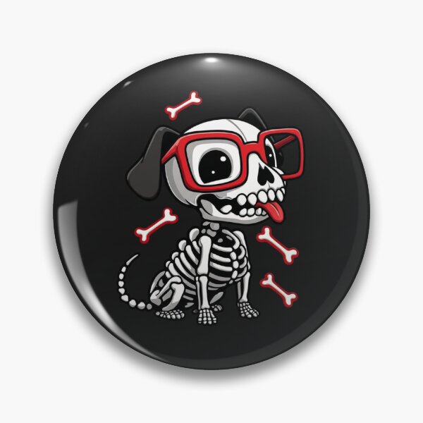 Item preview, Funny Chibi Skeleton Dog – Cute Red Glasses Dog, Cartoon Halloween Skeleton designed and sold by ColorSplash123.