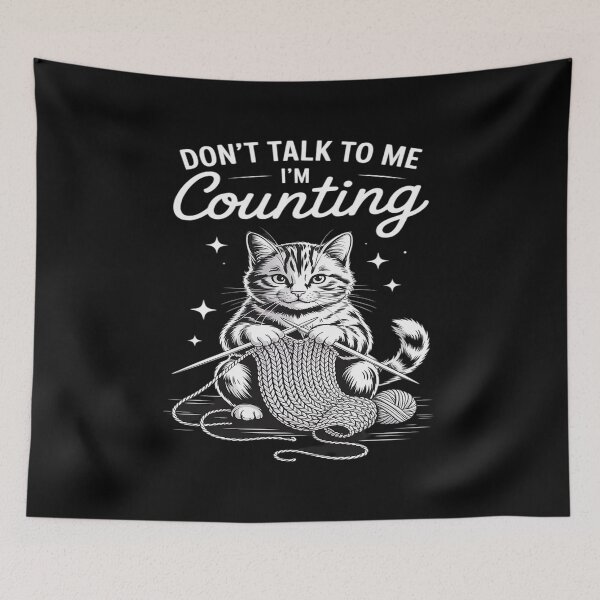 Item preview, Cute Knitting Cat, Crochet Counting, Folk Art Style designed and sold by JonBarnes22.