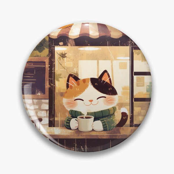 Item preview, Cute Cat Enjoying Coffee at Cozy Cafe Illustration designed and sold by Taisumu.