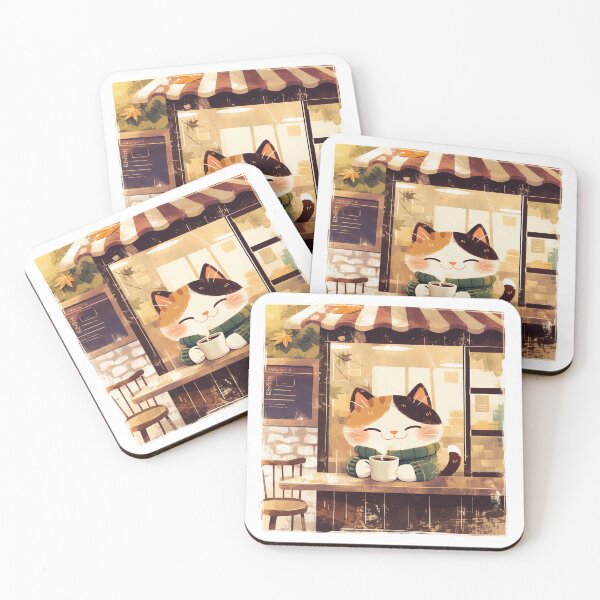Item preview, Cute Cat Enjoying Coffee at Cozy Cafe Illustration designed and sold by Taisumu.