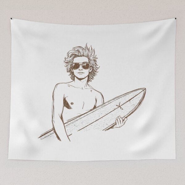 Item preview, Cool Retro Surfer – Sketchy Line Art Surf Illustration designed and sold by The Sandy Design Store.