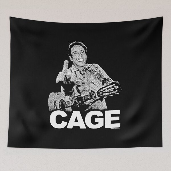 Item preview, Nicolas Cage Guitar Meme Punk Black White designed and sold by Boondocks254.