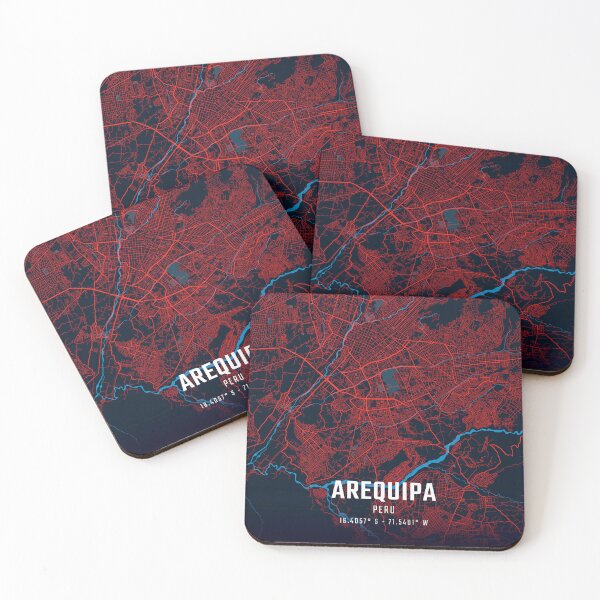 Item preview, Arequipa Red & Blue Minimalist Map designed and sold by HomeLivingCo.