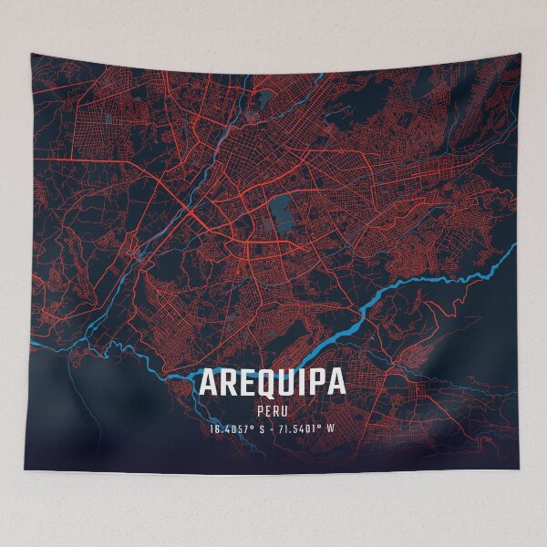 Item preview, Arequipa Red & Blue Minimalist Map designed and sold by HomeLivingCo.