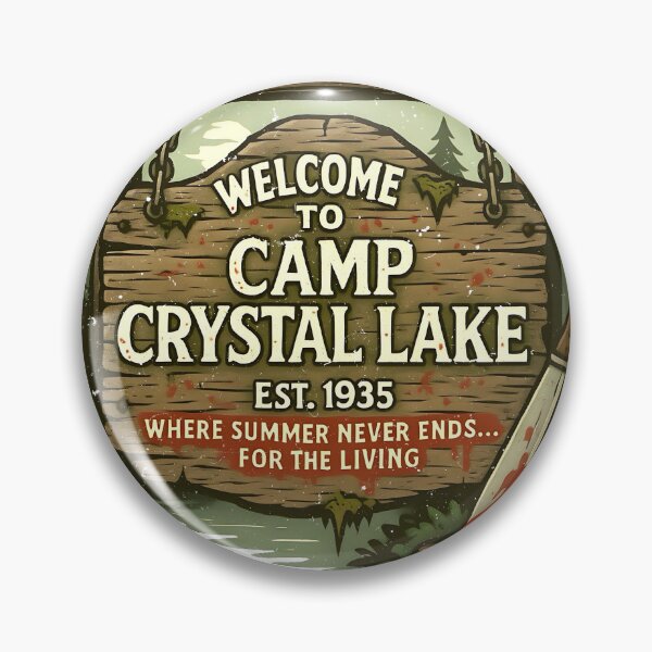 Item preview, Camp Crystal Lake Horror Sign Friday the 13th Parody designed and sold by unboxdesign.