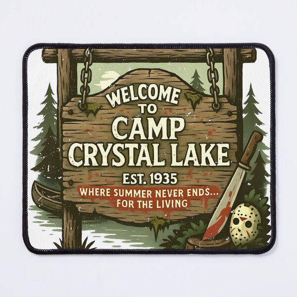 Item preview, Camp Crystal Lake Horror Sign Friday the 13th Parody designed and sold by unboxdesign.