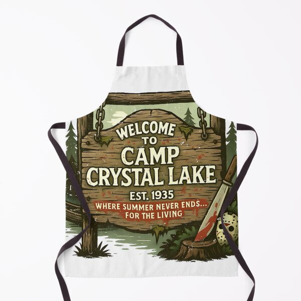 Item preview, Camp Crystal Lake Horror Sign Friday the 13th Parody designed and sold by unboxdesign.