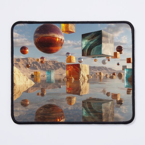Item preview, Surreal Floating Spheres And Cubes Above Reflective Desert Lake designed and sold by Jirka Svetlik, Studio Illuvision.