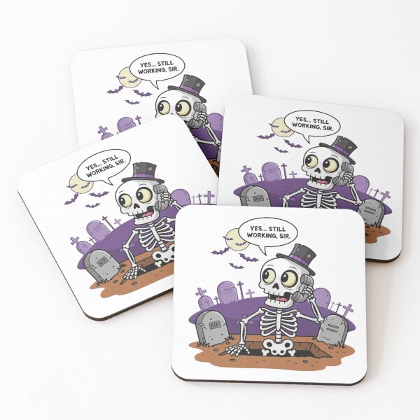 Item preview, Overworked Skeleton on a Call designed and sold by AyraShoppe.