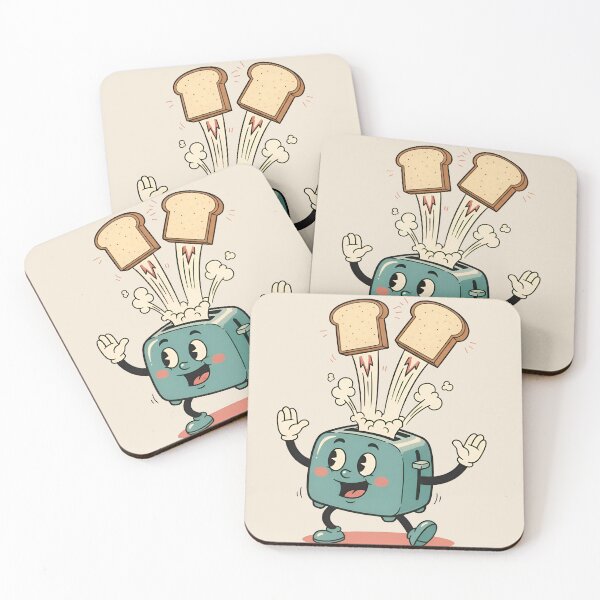 Item preview, Happy Toaster with Flying Toast – Funny Breakfast Cartoon designed and sold by Imaginationbeyond.