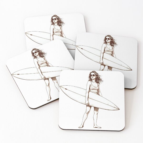 Item preview, Cool Retro Surfer Girl – Sketchy Line Art Beach Illustration designed and sold by Sandy's Cheeky Studio.