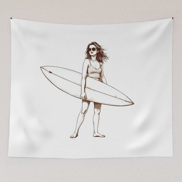 Item preview, Cool Retro Surfer Girl – Sketchy Line Art Beach Illustration designed and sold by The Sandy Design Store.