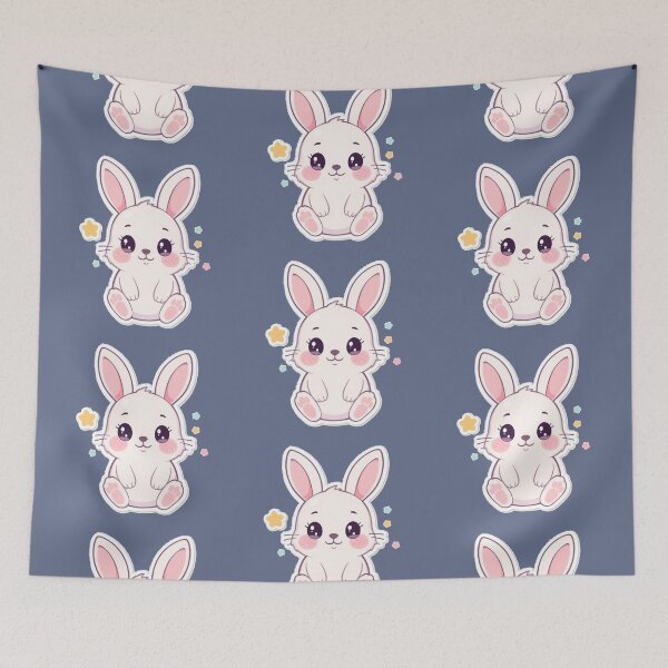 Item preview, Cute Pastel Chubby Bunny Cartoon – Kawaii Rabbit Illustration designed and sold by Tidarat-27.