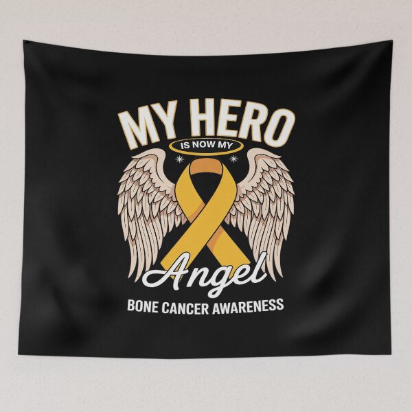 Item preview, Hero is Now My Angel Bone My Cancer Awareness Yellow Ribbon designed and sold by August4Laughs25.