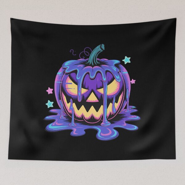 Item preview, Glitch Neon Melting Pumpkin Halloween designed and sold by Sunset4Bones.