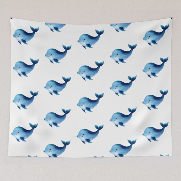 Item preview, Illustration of a beautiful blue whale in watercolor style designed and sold by OlhaBondarenko.