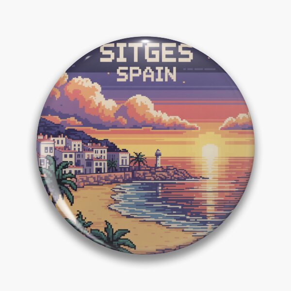 Item preview, Sitges Spain - Pixel Art Sunset Mediterranean Coast Design designed and sold by CircinusStore.