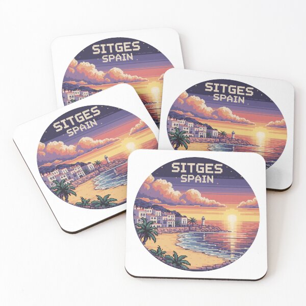 Item preview, Sitges Spain - Pixel Art Sunset Mediterranean Coast Design designed and sold by CircinusStore.