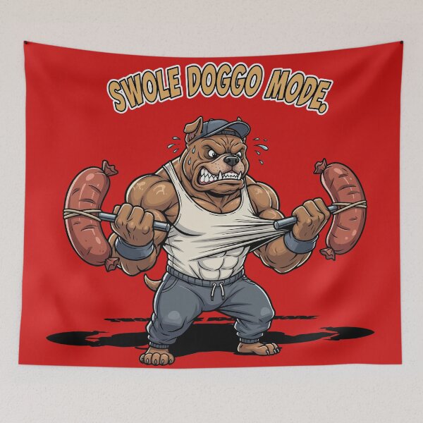 Item preview, Swole Doggo Mode - Sausage Lift | Bodybuilder Dog designed and sold by SillyPawsStudio.