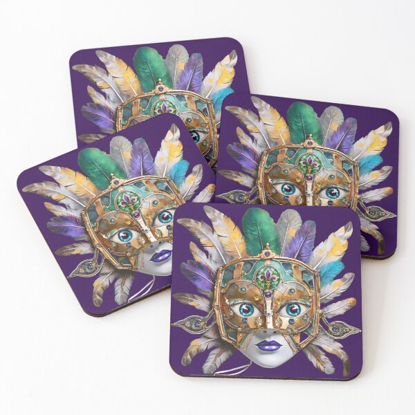 Item preview, Mardi Gras Realm Relic - Feather Metal Ceramic Mask designed and sold by Lee Hiller Designs.