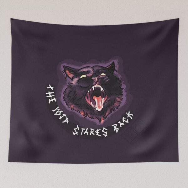 Item preview, The Void Stares Back Cat Sticker – Funny Creepy Black Cat Meme designed and sold by Made-by-Anxiety.