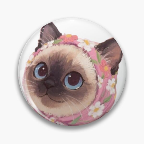 Item preview, Vintage Cat Charm – Cute Siamese in Floral Scarf designed and sold by AesthinkArt.