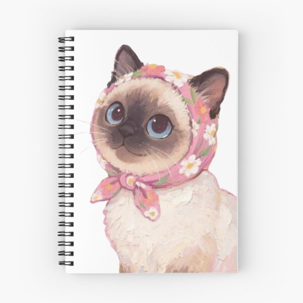 Item preview, Vintage Cat Charm – Cute Siamese in Floral Scarf designed and sold by AesthinkArt.