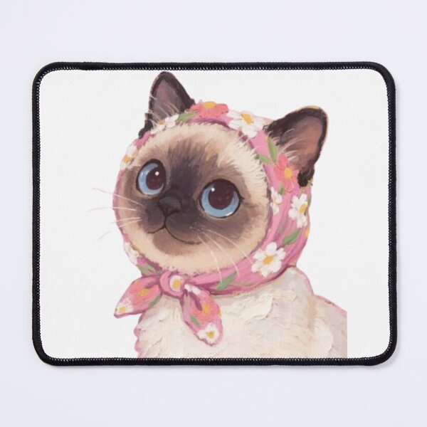Item preview, Vintage Cat Charm – Cute Siamese in Floral Scarf designed and sold by AesthinkArt.
