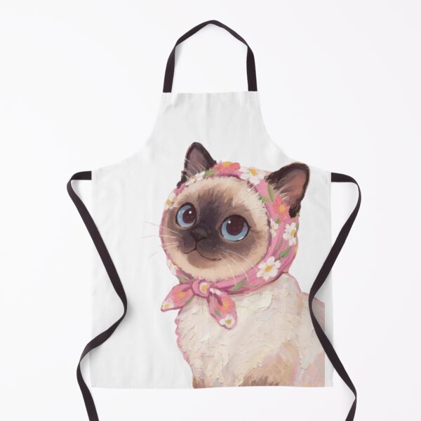 Item preview, Vintage Cat Charm – Cute Siamese in Floral Scarf designed and sold by AesthinkArt.