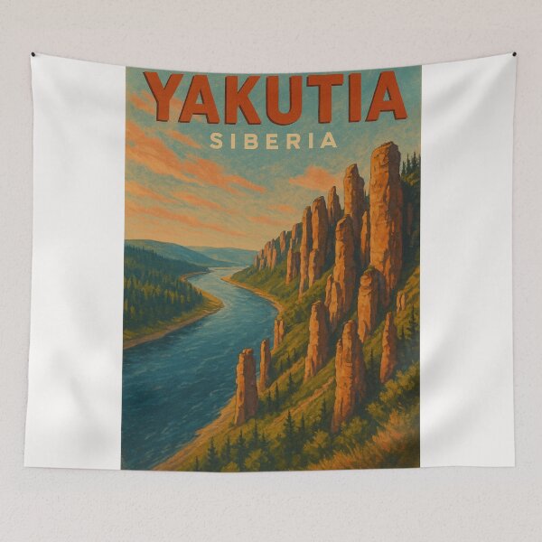 Item preview, Lena Pillars Yakutia Siberia Cliff Formations and River designed and sold by Places On Earth.