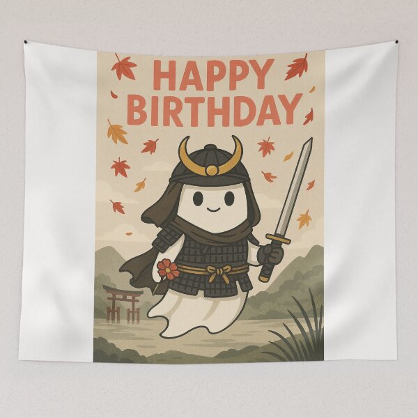 Item preview, Ghost of Tsushima Ghost Samurai Character with Sword Happy Birthday designed and sold by Places On Earth.