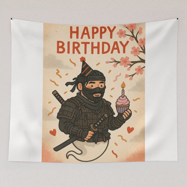Item preview,  Ghost of Tsushima Birthday Ninja – Happy Birthday Cupcake Celebration designed and sold by Places On Earth.