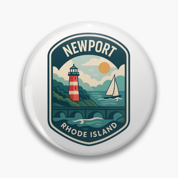 Item preview,  Newport Coastal Badge – Rhode Island Lighthouse Scene designed and sold by Places On Earth.