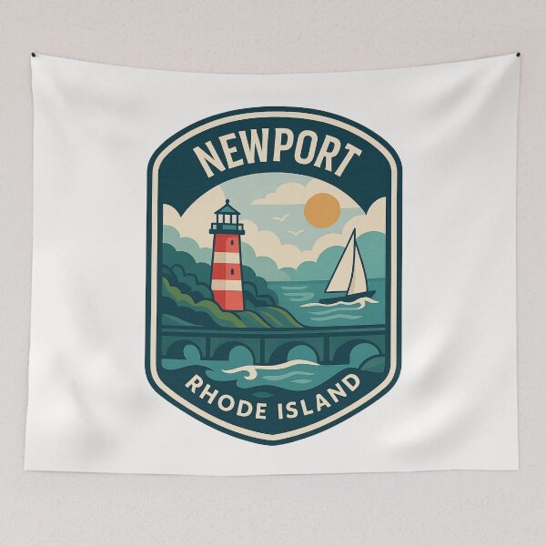 Item preview,  Newport Coastal Badge – Rhode Island Lighthouse Scene designed and sold by Places On Earth.