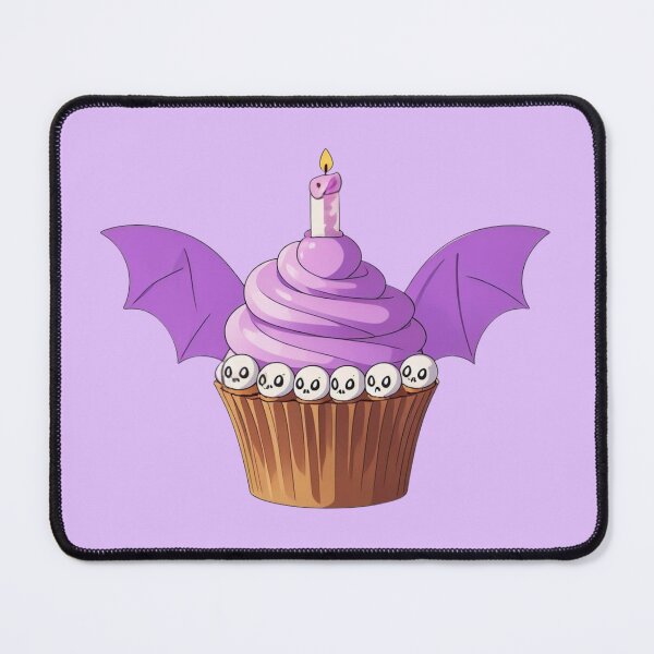 Item preview, Spooky Halloween Cupcake with Candle and Skulls designed and sold by Ivy-Triggs.