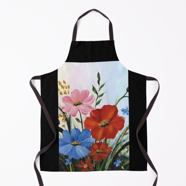 Item preview, Red Blue Pink Cosmos Flowers – Painterly Art designed and sold by EmeraldeaArt.