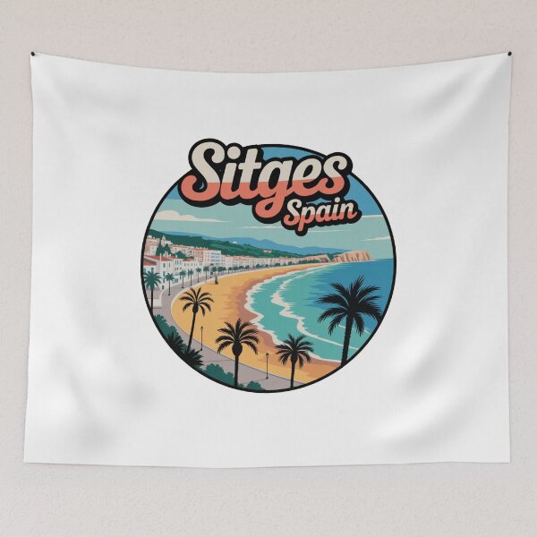 Item preview, Sitges Spain - Retro Coastal Travel Decal, Mediterranean Beach Souvenir designed and sold by CircinusStore.