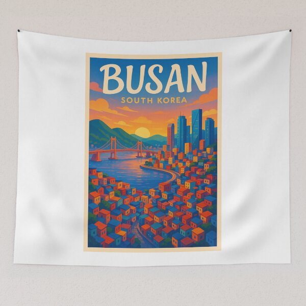 Item preview,  Gamcheon Village and Gwangan Bridge – Busan, South Korea Sunset designed and sold by Aryabek.