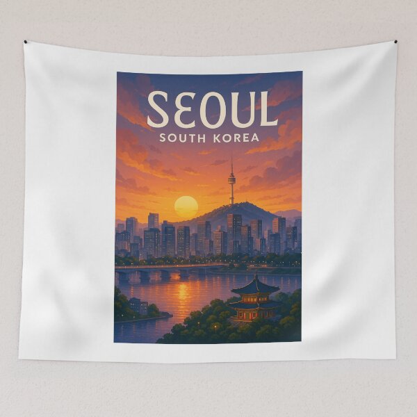 Item preview, Namsan Seoul Tower at Sunset – Skyline Over Han River designed and sold by Aryabek.