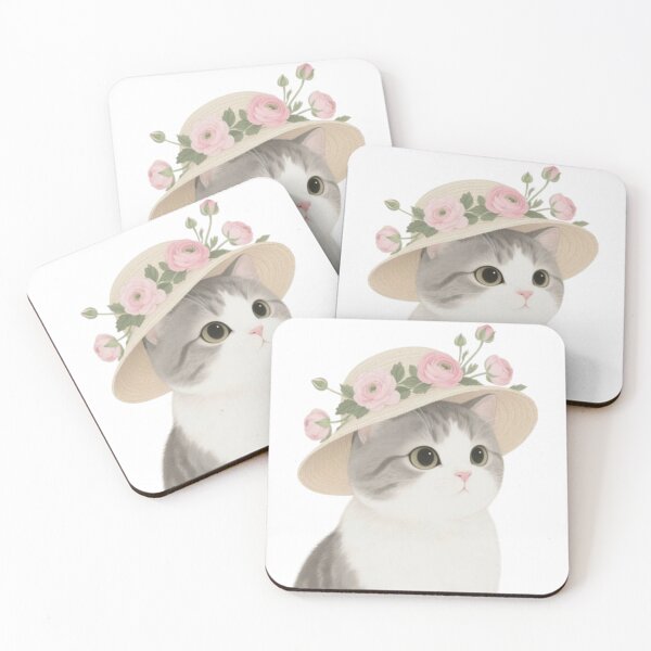 Item preview, Cute cat with floral hat  designed and sold by AesthinkArt.