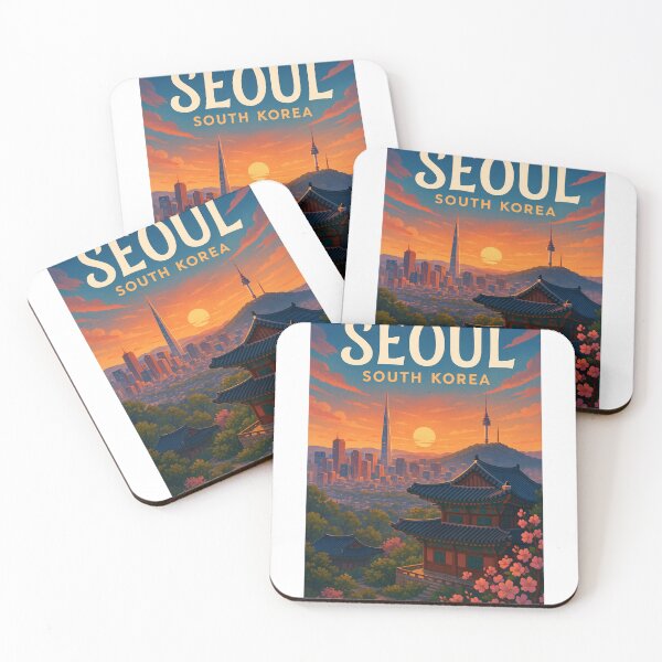 Item preview,  Bukchon Hanok Village View – Seoul Skyline at Sunset designed and sold by Aryabek.