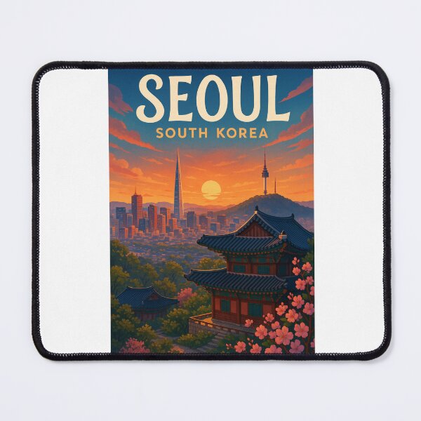Item preview, Bukchon Hanok Village View – Seoul Skyline at Sunset designed and sold by Aryabek.