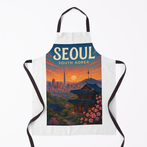 Item preview, Bukchon Hanok Village View – Seoul Skyline at Sunset designed and sold by Aryabek.