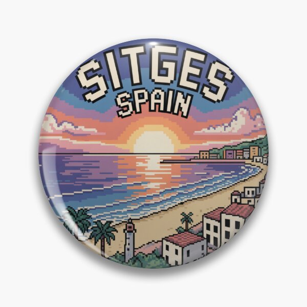 Item preview, Sitges Spain - Retro Pixel Sunset Coastal Design, 8-Bit Mediterranean Travel Art designed and sold by CircinusStore.