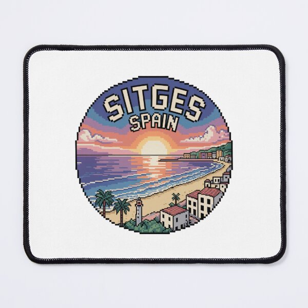 Item preview, Sitges Spain - Retro Pixel Sunset Coastal Design, 8-Bit Mediterranean Travel Art designed and sold by CircinusStore.