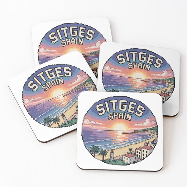 Item preview, Sitges Spain - Retro Pixel Sunset Coastal Design, 8-Bit Mediterranean Travel Art designed and sold by CircinusStore.