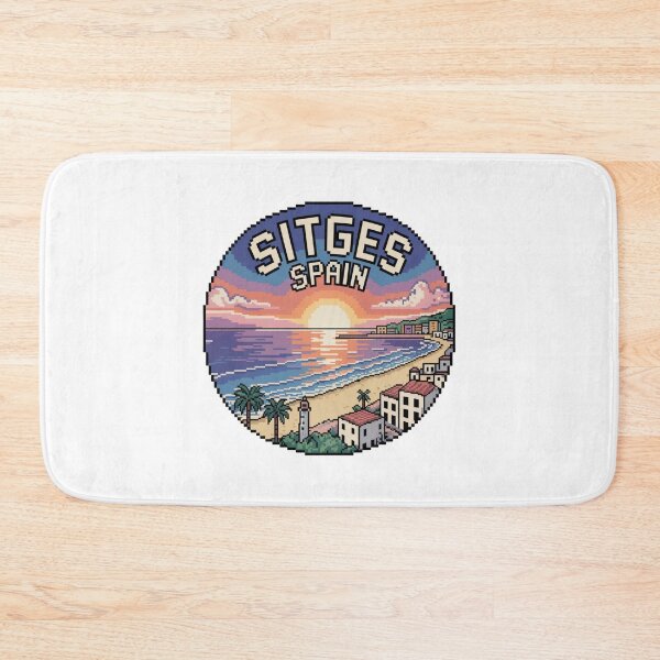 Item preview, Sitges Spain - Retro Pixel Sunset Coastal Design, 8-Bit Mediterranean Travel Art designed and sold by CircinusStore.