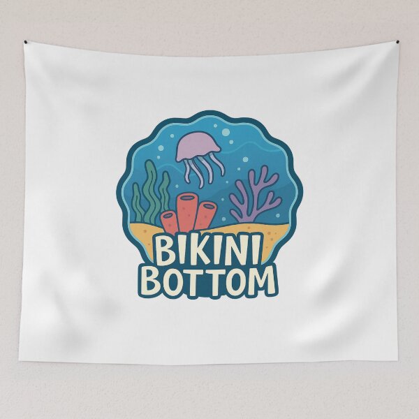 Item preview, Jellyfish and Coral Reef Scene – Bikini Bottom Undersea World designed and sold by Aryabek.