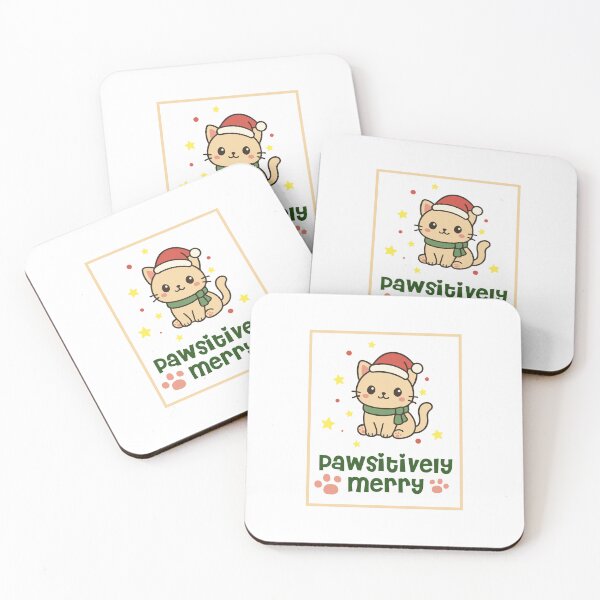 Item preview, Pawsitively Merry Christmas Cat - Cute Kawaii Holiday Design designed and sold by DavidTeeStudio.